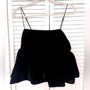Urban Outfitters Babydoll Spaghetti Strap Top Velvet Black Holiday Party Top